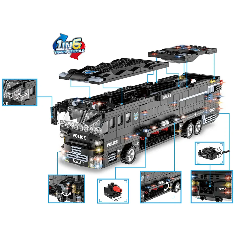 WOMA TOY SWAT Mobil Savaş Otobüsü – Askeri Yapı Bloğu Seti WOMA TOYS c0547 SWAT