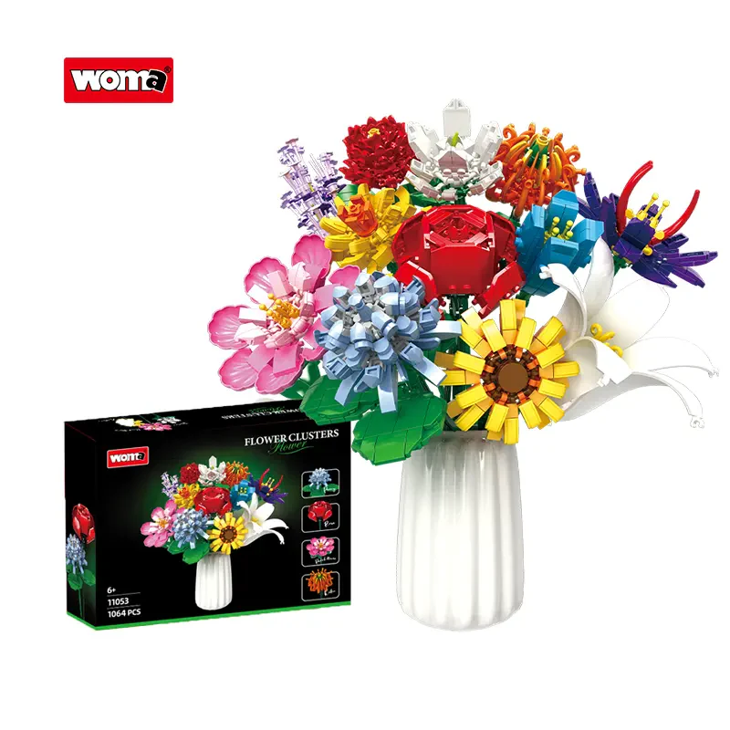 WOMA TOYS 12’si 1 Arada Tuğla Çiçek Buketi – DIY Mini Blok Yapı Seti