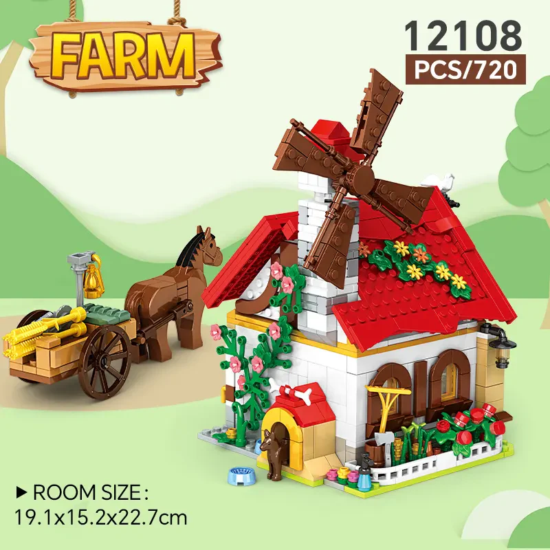 WOMA TOYS 12108 – 720 Parça Tahıl Ambarı Hayvan Çiftliği Oyuncak Seti – Yapı Blokları