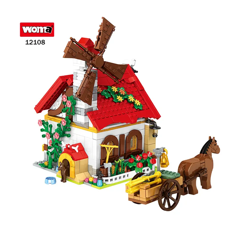 WOMA TOYS 12108 – 720 Parça Tahıl Ambarı Hayvan Çiftliği Oyuncak Seti – Yapı Blokları