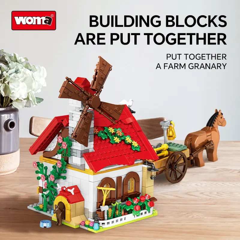 WOMA TOYS 12108 – 720 Parça Tahıl Ambarı Hayvan Çiftliği Oyuncak Seti – Yapı Blokları