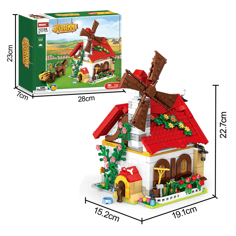 WOMA TOYS 12108 – 720 Parça Tahıl Ambarı Hayvan Çiftliği Oyuncak Seti – Yapı Blokları