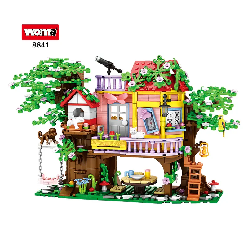 WOMA TOYS 8841-DS Sıcak Eğitim Oyuncağı 840 Parça Orman Ağaç Ev Blok Seti