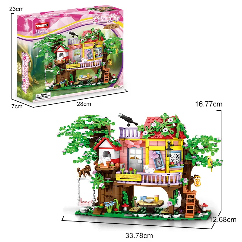 WOMA TOYS 8841-DS Sıcak Eğitim Oyuncağı 840 Parça Orman Ağaç Ev Blok Seti