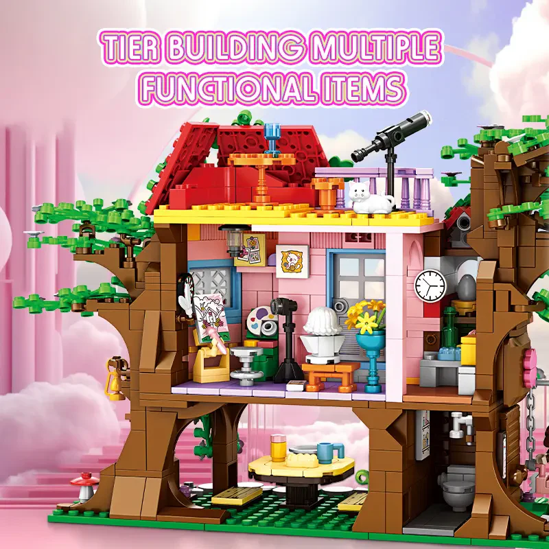 WOMA TOYS 8841-DS Sıcak Eğitim Oyuncağı 840 Parça Orman Ağaç Ev Blok Seti
