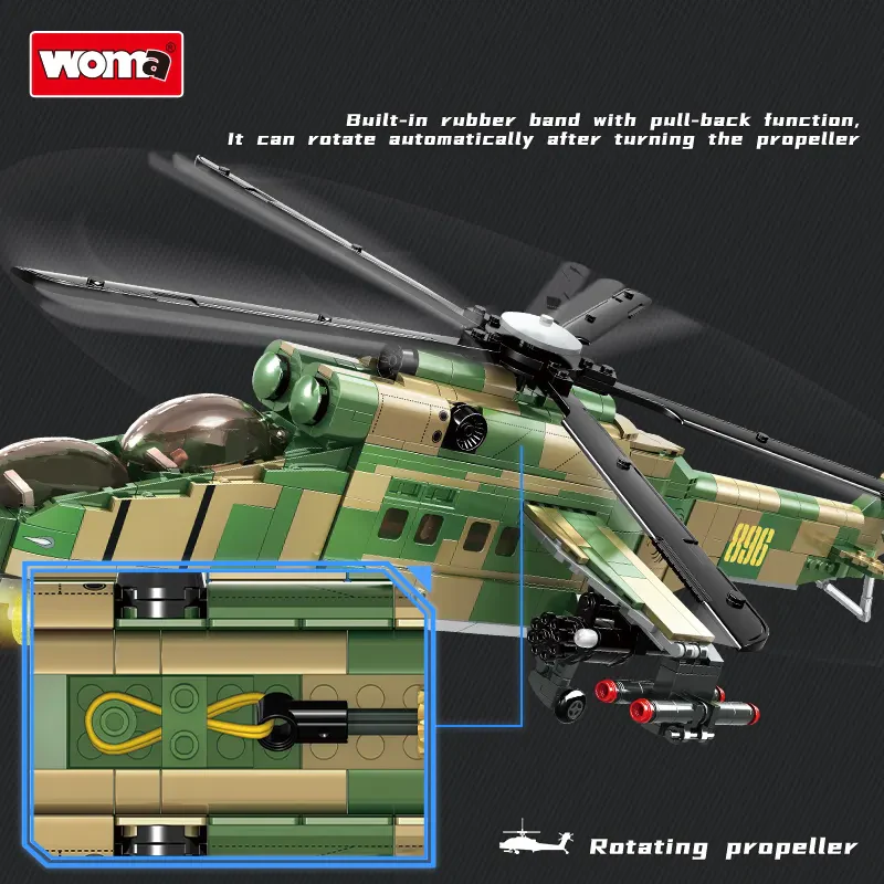 WOMA TOYS Askeri C0896 Mi-24 Helikopter Yapı Bloğu Seti