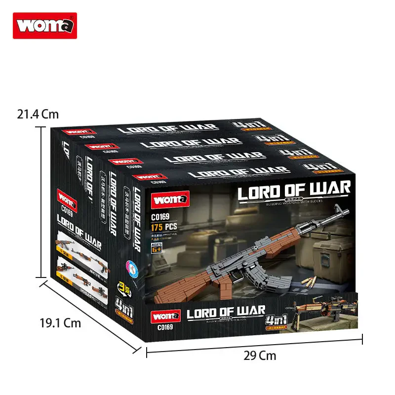 WOMA TOYS C0169 4’ü 1 Arada II. Dünya Savaşı Silahları Yapı Seti