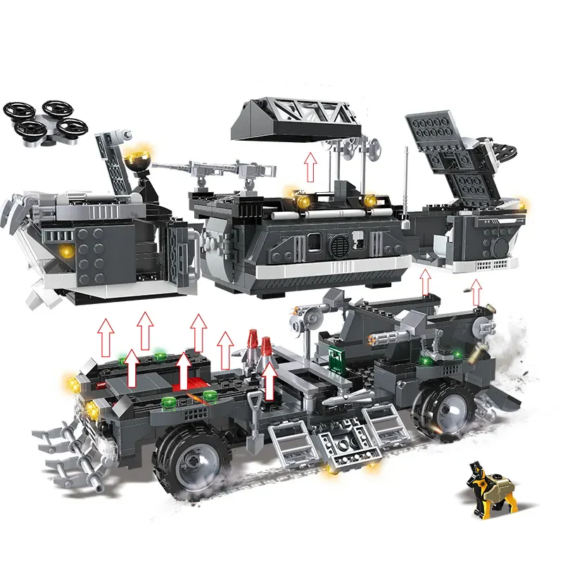 WOMA TOYS C0189 1361 Parça Zırhlı Şehir Polisi Aracı Yapı Seti