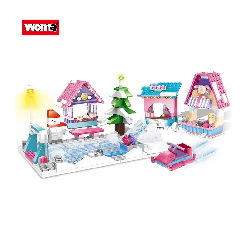 WOMA TOYS C0212A Eğitici Buz Kızaklı Noel Kar Evi Seti – Yapı Bloğu Oyuncakları