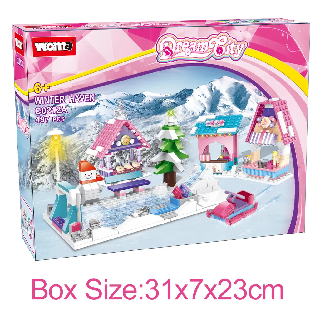 WOMA TOYS C0212A Eğitici Buz Kızaklı Noel Kar Evi Seti – Yapı Bloğu Oyuncakları