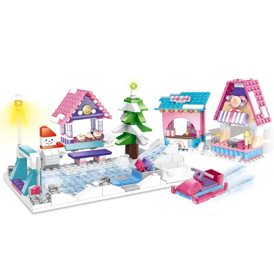 WOMA TOYS C0212A Eğitici Buz Kızaklı Noel Kar Evi Seti – Yapı Bloğu Oyuncakları