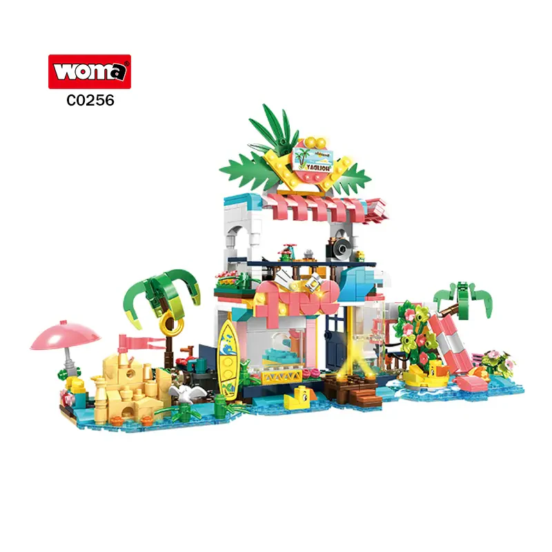 WOMA TOYS C0256 4’ü 1 Plaj Tatil Evi Yapı Bloğu Seti