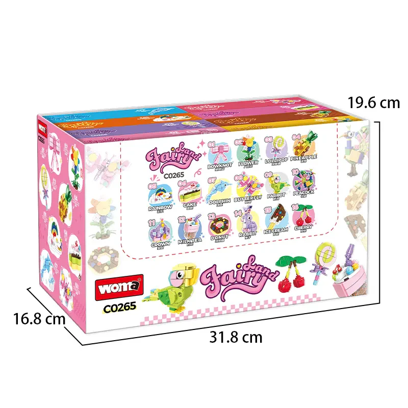 WOMA TOYS C0265 Çocuklar için 16’sı 1 Arada Gıda ve Doğa Hayvanları Yapı Bloğu Oyuncağı