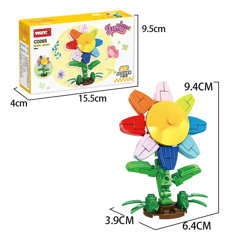 WOMA TOYS C0265 Çocuklar için 16’sı 1 Arada Gıda ve Doğa Hayvanları Yapı Bloğu Oyuncağı
