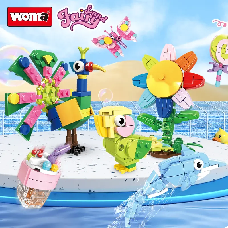 WOMA TOYS C0265 Çocuklar için 16’sı 1 Arada Gıda ve Doğa Hayvanları Yapı Bloğu Oyuncağı