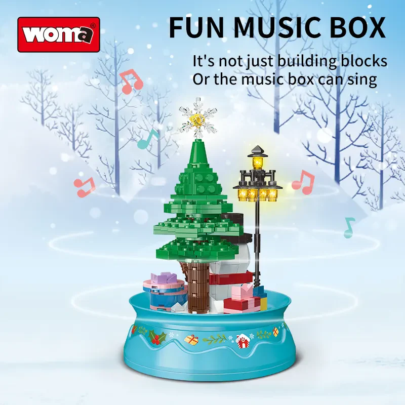 Woma Toys C0374 Çocuklar İçin Noel Kardan Adam Yapı Bloğu Müzik Kutusu