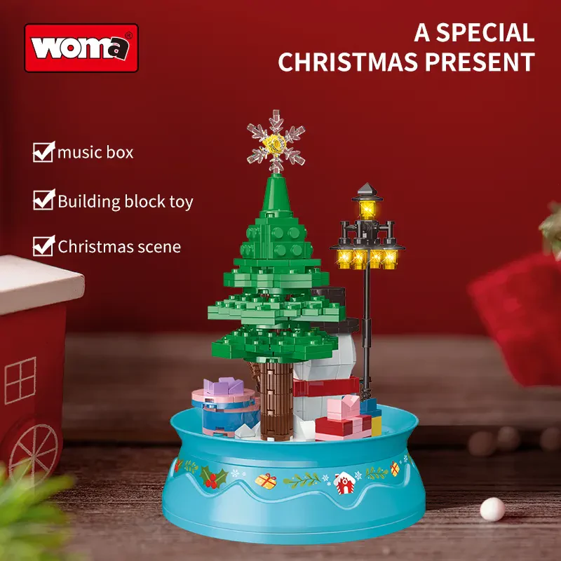 Woma Toys C0374 Çocuklar İçin Noel Kardan Adam Yapı Bloğu Müzik Kutusu