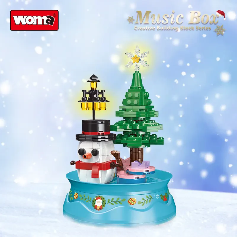 Woma Toys C0374 Çocuklar İçin Noel Kardan Adam Yapı Bloğu Müzik Kutusu