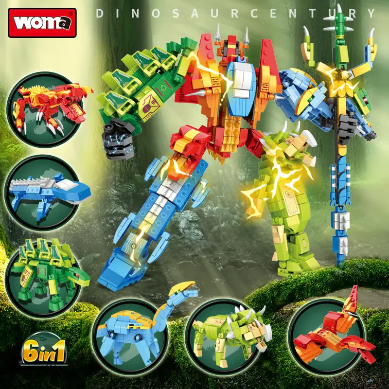 WOMA TOYS C0403 6’lı Dinozor Yapı Seti