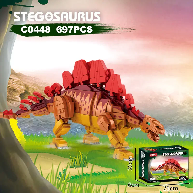 WOMA TOYS C0448 – Stegosaurus Dinozor Yapı Kiti (DIY Montaj Tuğlaları)