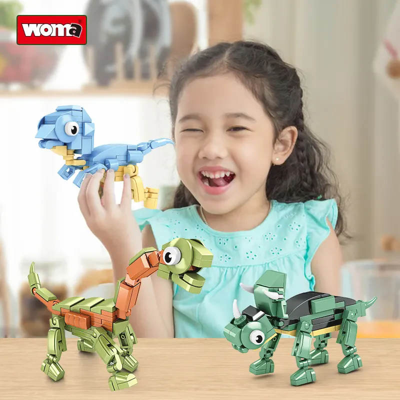 WOMA TOYS C0476 – 8 in 1 Eğitim Amaçlı Triceratops Dinozor Yapı Blokları Seti