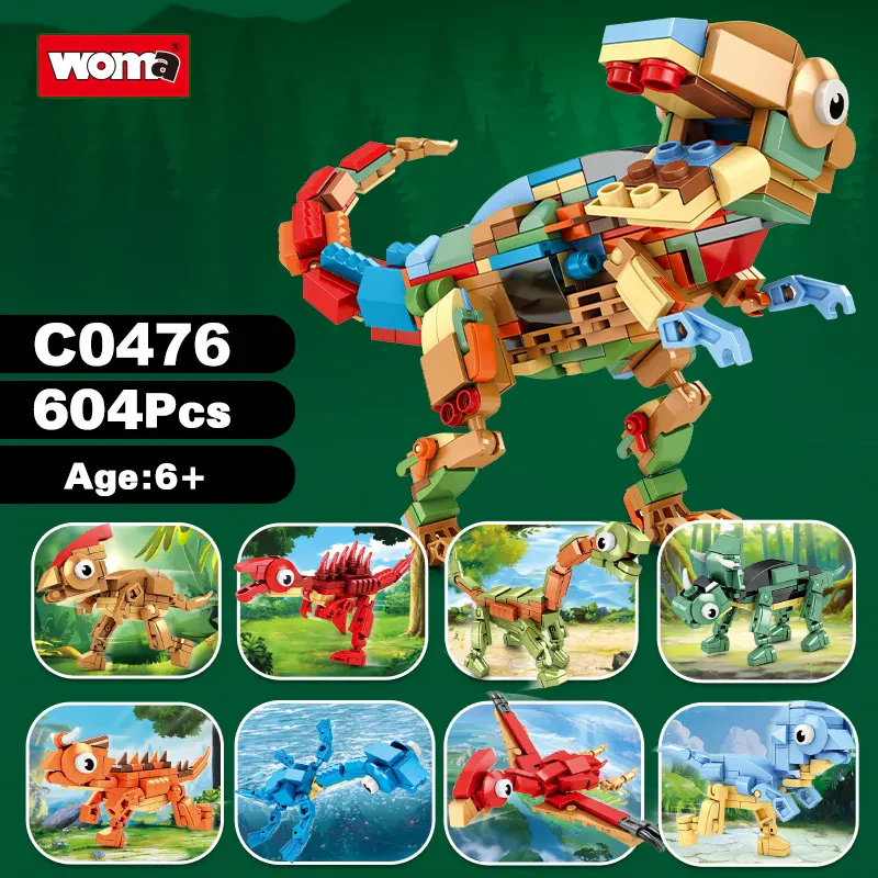 WOMA TOYS C0476 – 8 in 1 Eğitim Amaçlı Triceratops Dinozor Yapı Blokları Seti