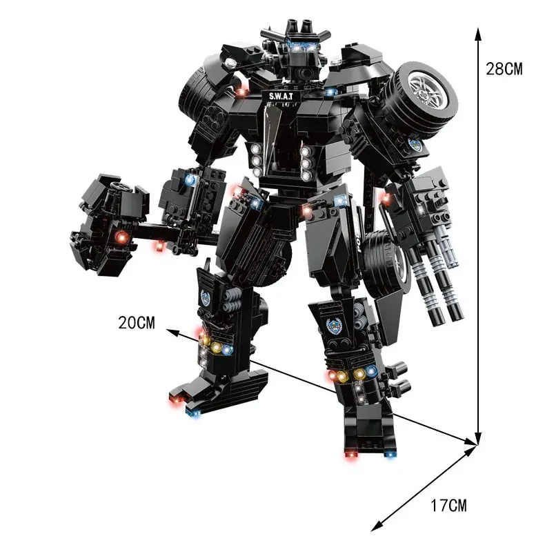 WOMA TOYS C0551 Eğitici 2 In 1 Robot Şehir Polisi SWAT Yapı Blokları Seti