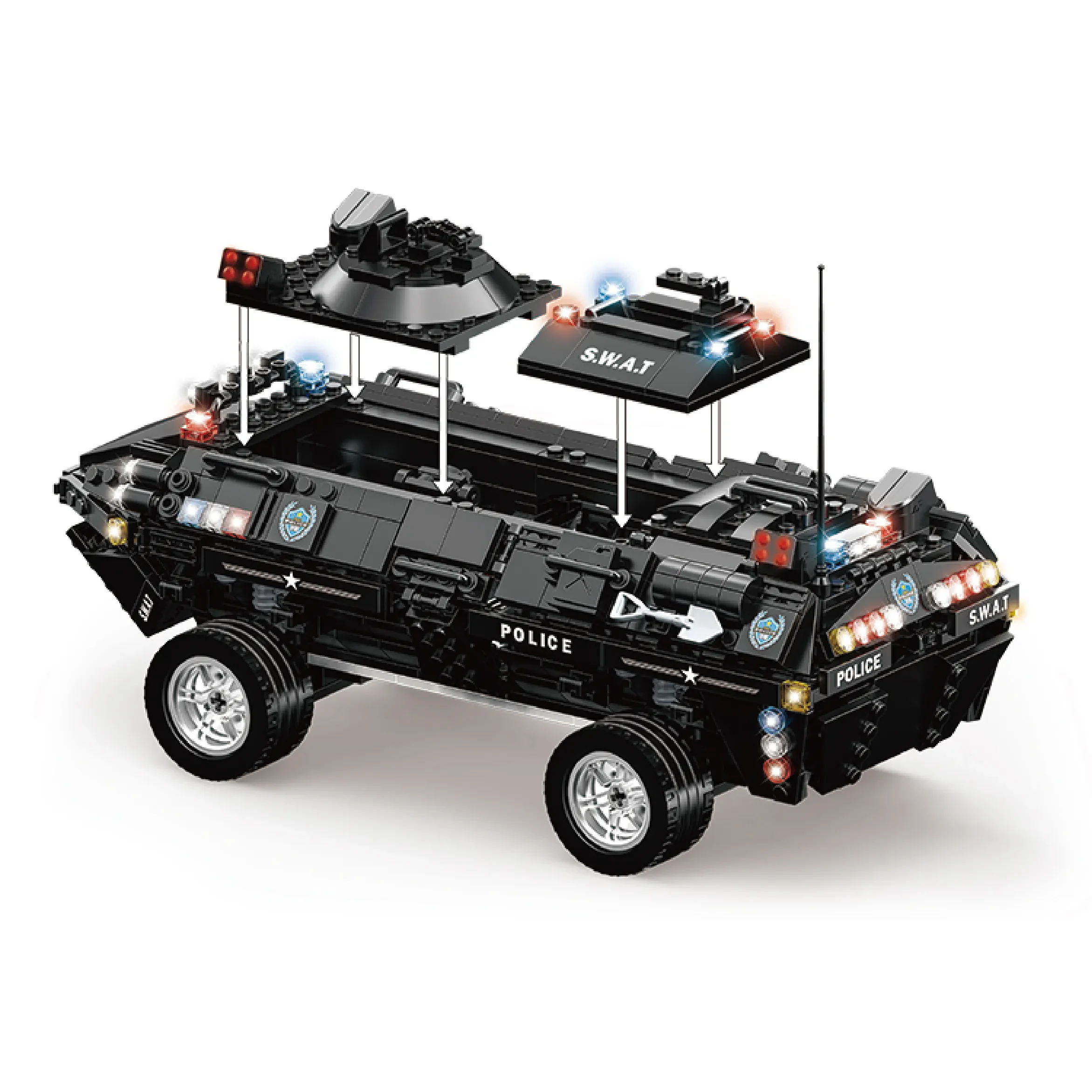 WOMA TOYS C0551 Eğitici 2 In 1 Robot Şehir Polisi SWAT Yapı Blokları Seti