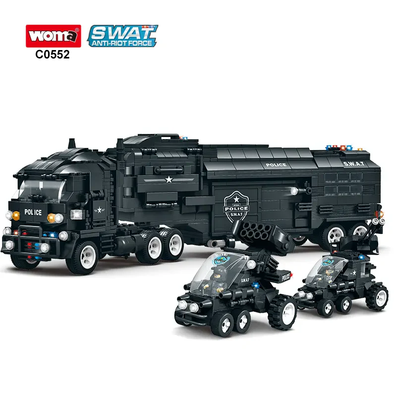 WOMA TOYS C0552 SWAT Birliği Anti-Riot Gücü Polis Aracı Küçük Blok Seti