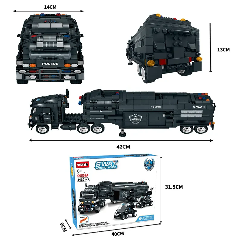 WOMA TOYS C0552 SWAT Birliği Anti-Riot Gücü Polis Aracı Küçük Blok Seti