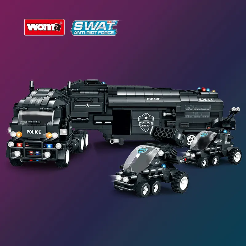 WOMA TOYS C0552 SWAT Birliği Anti-Riot Gücü Polis Aracı Küçük Blok Seti