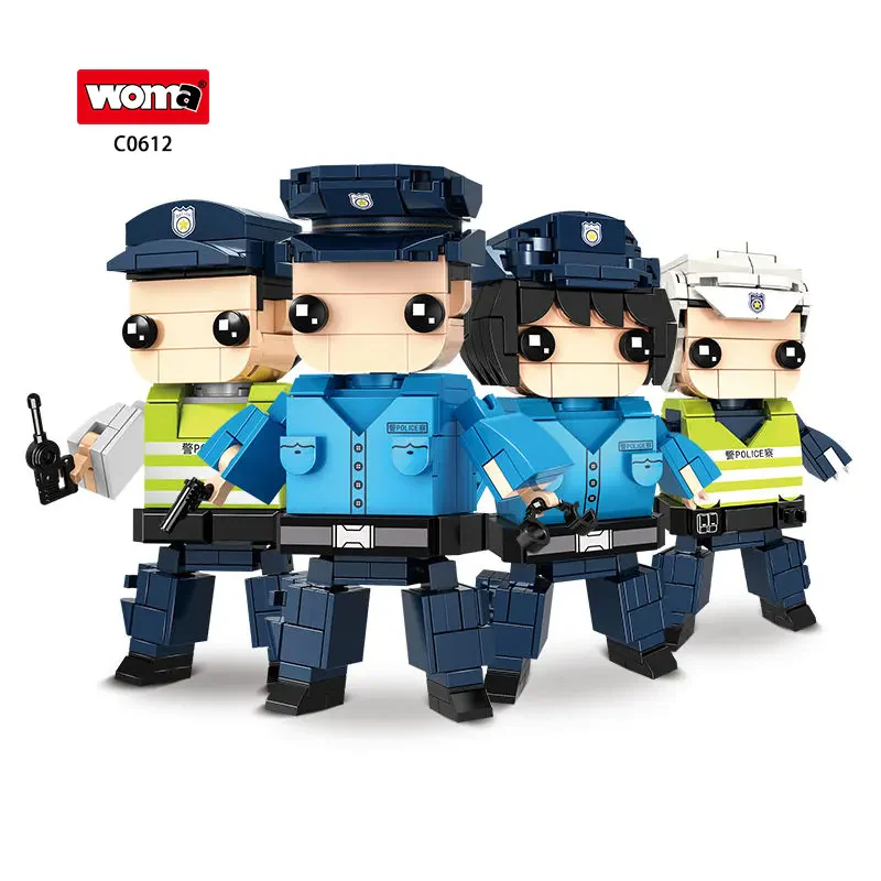 WOMA TOYS C0612 Eğitimsel Çocuklar İçin Yapı Bloğu Seti:Polis Şehir Devriyesi Figürleri
