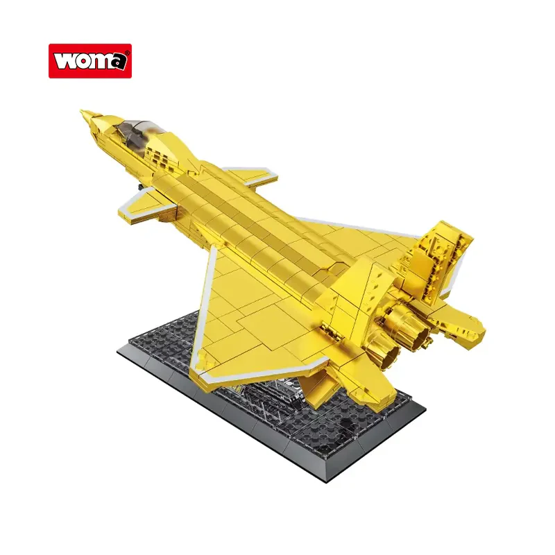 Woma Toys C0635 Altın J-20 Gizli Avcı Uçağı – 753 Parça Yapı Bloğu Seti