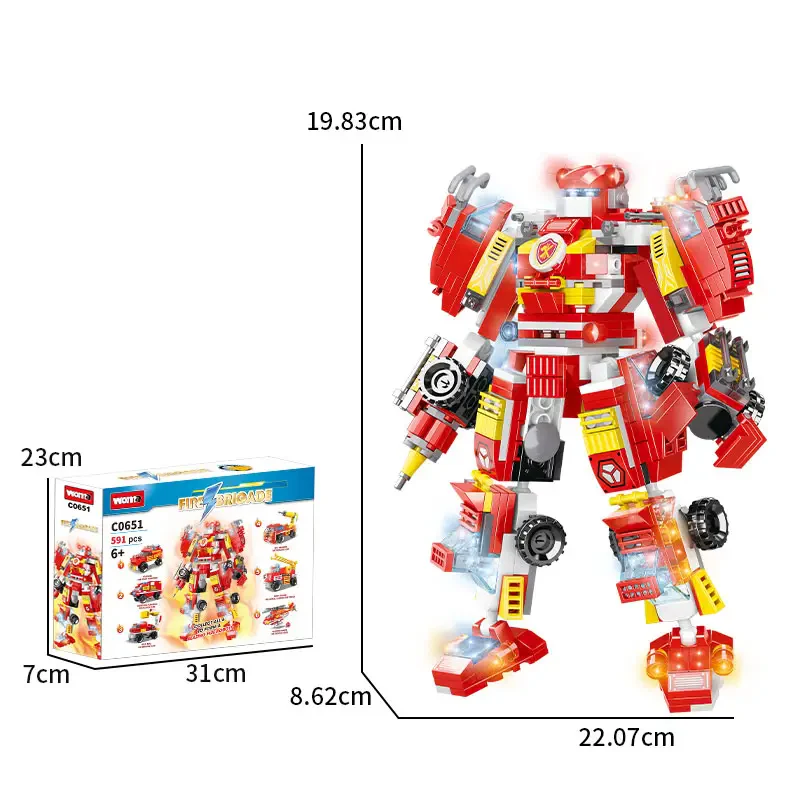 WOMA TOYS C0651 – 6 in 1 Yangın Kurtarma Aracı Robot Model Seti