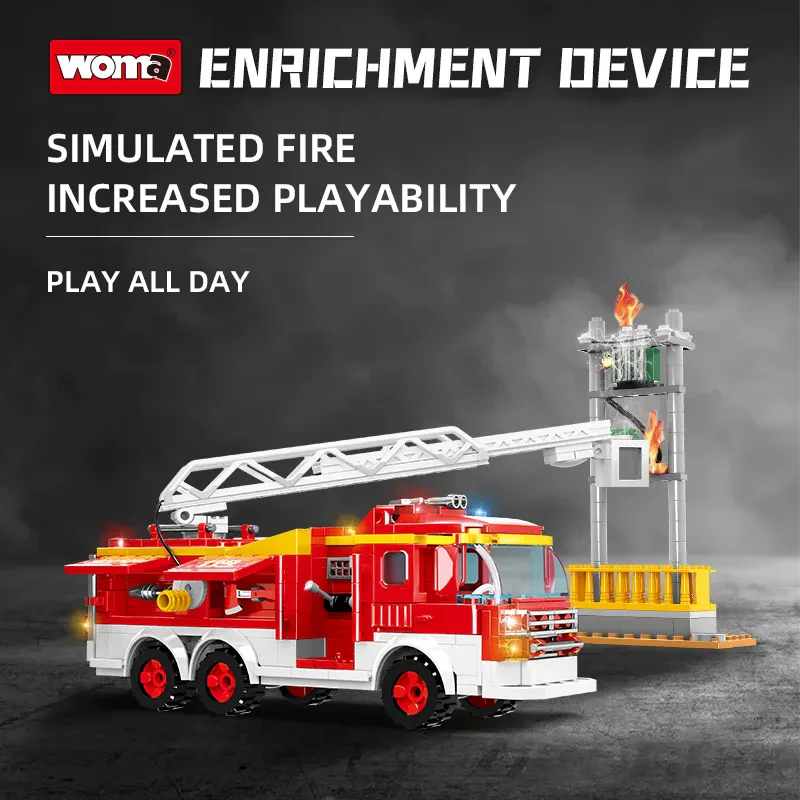 Woma Toys C0656 OEM ODM Tasarım İtfaiye Aracı İnşaat Bloğu Oyuncakları