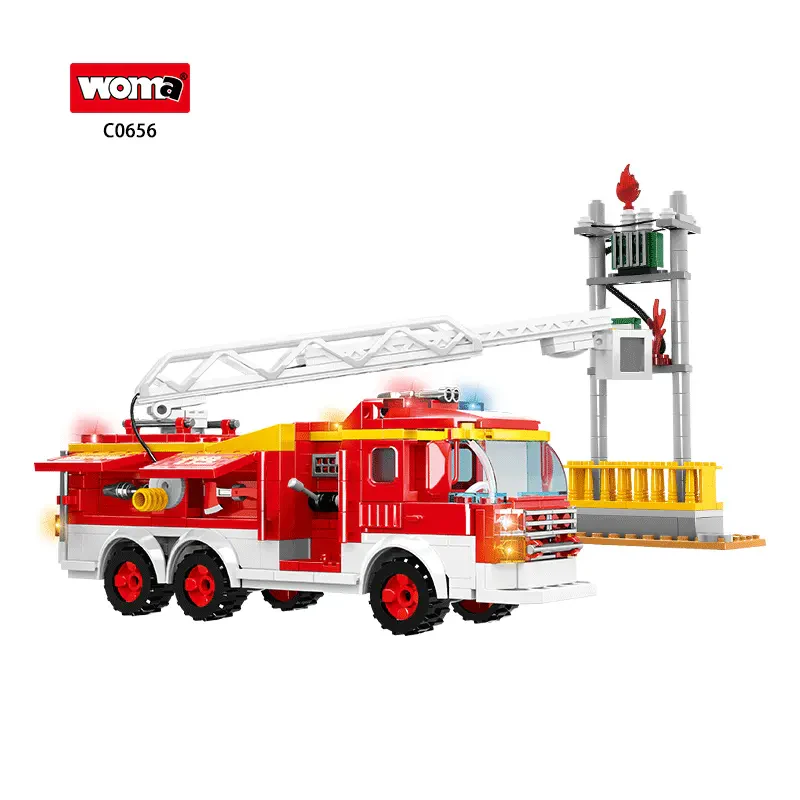 Woma Toys C0656 OEM ODM Tasarım İtfaiye Aracı İnşaat Bloğu Oyuncakları