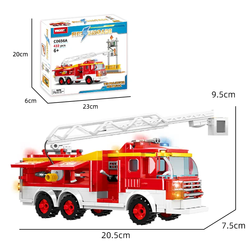 Woma Toys C0656 OEM ODM Tasarım İtfaiye Aracı İnşaat Bloğu Oyuncakları