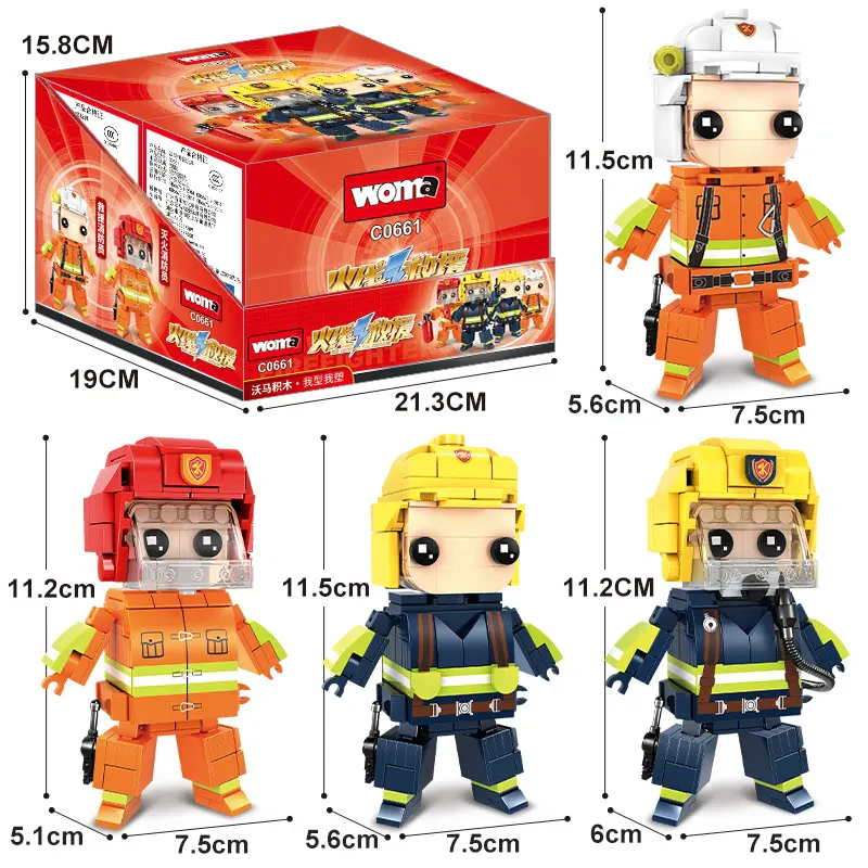 WOMA TOYS C0661 İtfaiyeci Montaj Yapı Bloğu Seti – Mini Tuğla Figürü