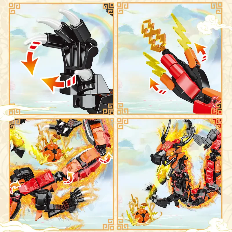 WOMA TOYS C0696-C0699 850 Parça Ejderha Tasarım Yapı Bloğu Seti