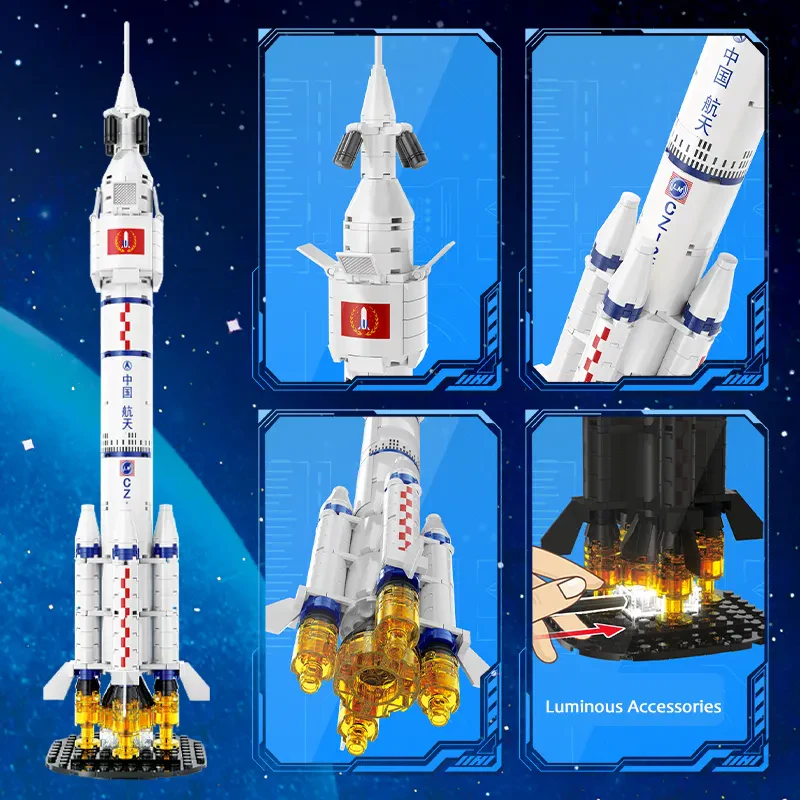 WOMA TOYS C0825 Uzay Araştırma Roketi Yıldızlı Gökyüzü Modeli Küçük Blok Yapı Seti