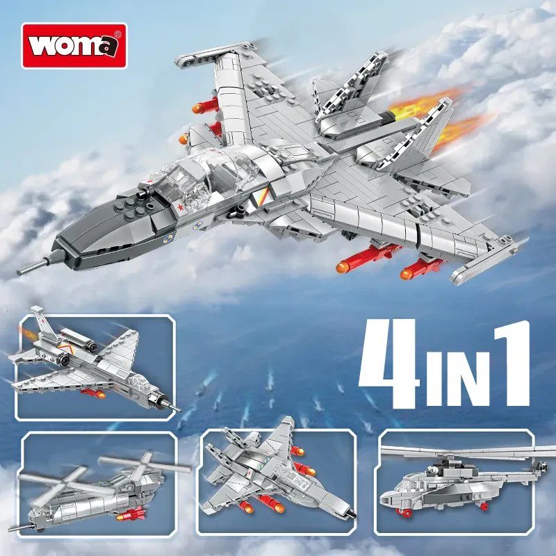 Woma Toys C0842 4’ü 1 Arada J-15 Savaş Uçağı Montaj Seti – Askeri Dönüşüm Oyuncak Modeli