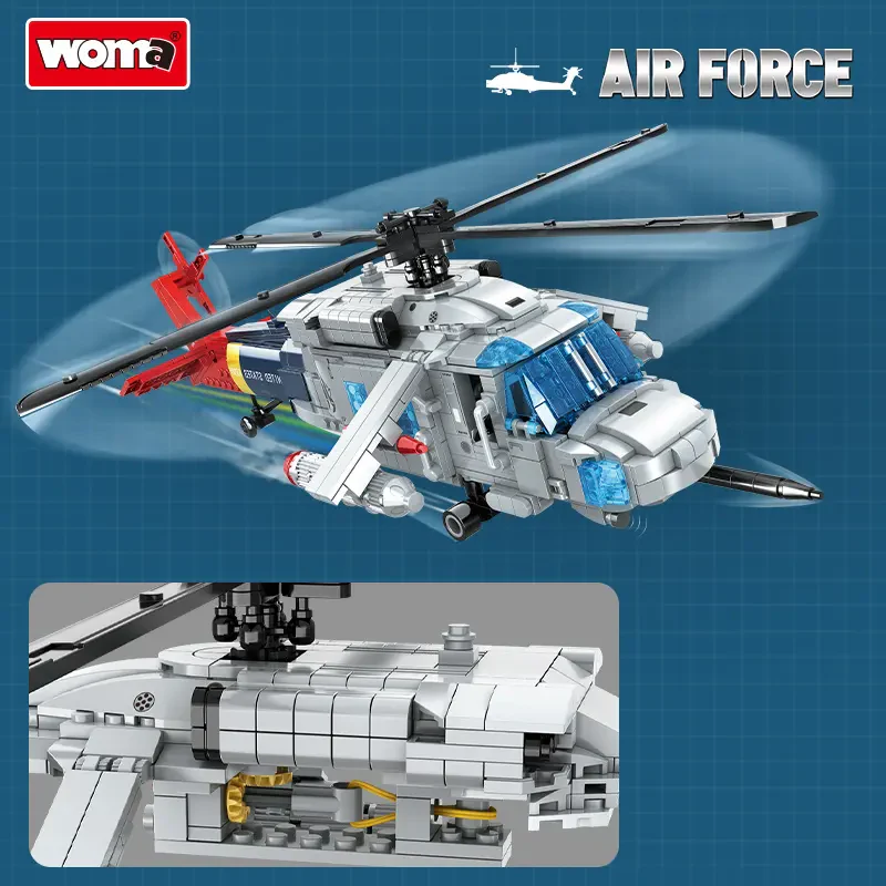 WOMA TOYS C0897 Askeri Uçak ve Helikopter Tuğla Blok Seti