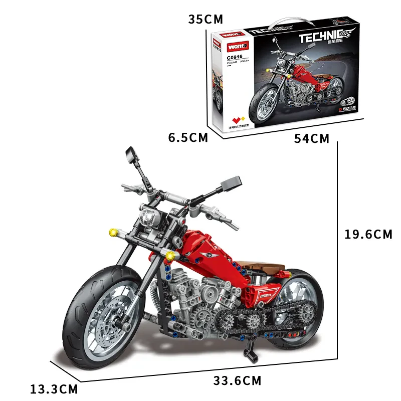 WOMA TOYS C0916 Yeni Tasarım STEM Eğitimsel Motosiklet Yapı Bloğu Seti
