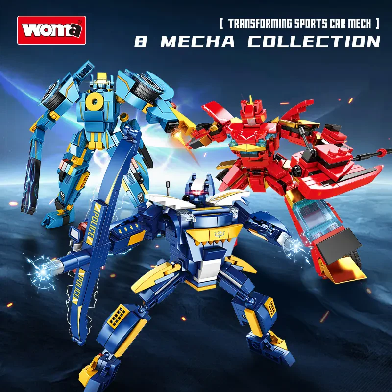 Woma Toys C3001 Aksiyon Figürü Robot Araç Seti – 8 Farklı Stil Dönüşüm Oyuncakları