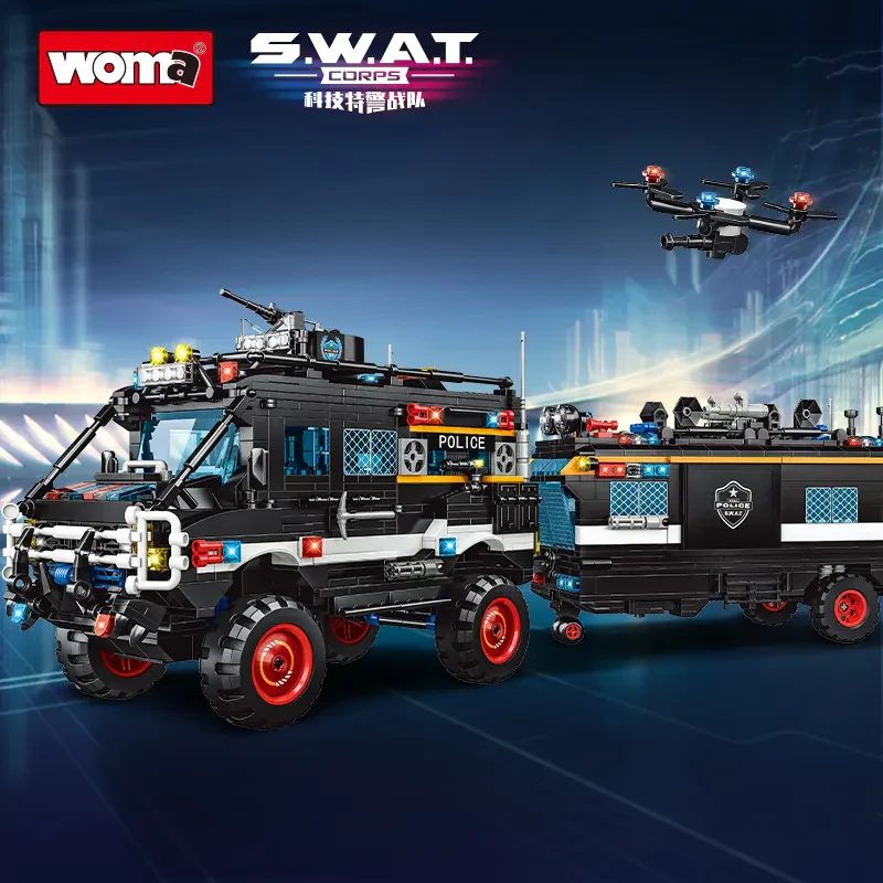 WOMA TOYS C5016 – Çocuklar için SWAT Zırhlı Araç Yapı Blok Seti