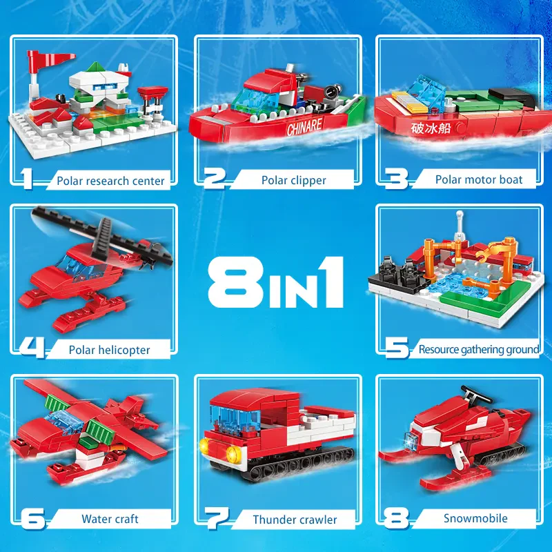 Woma Toys C6001 8-in-1 Mini Model Buz Kırıcı Gemisi Yapı Bloğu Seti