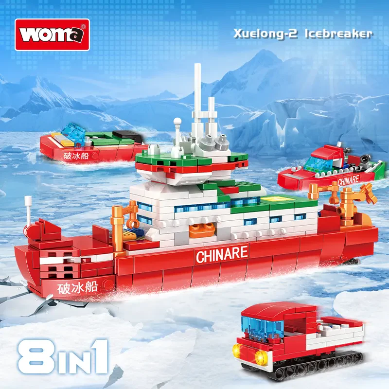 Woma Toys C6001 8-in-1 Mini Model Buz Kırıcı Gemisi Yapı Bloğu Seti