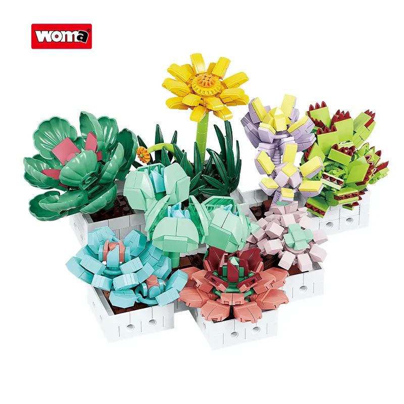WOMA TOYS C8842 8’li Sukulent Saksı Seti – Bonsai Bitkileri Yapı Bloğu Oyuncakları