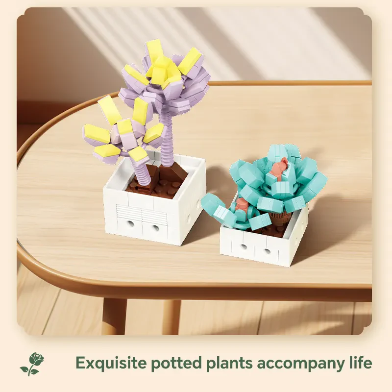 WOMA TOYS C8842 8’li Sukulent Saksı Seti – Bonsai Bitkileri Yapı Bloğu Oyuncakları