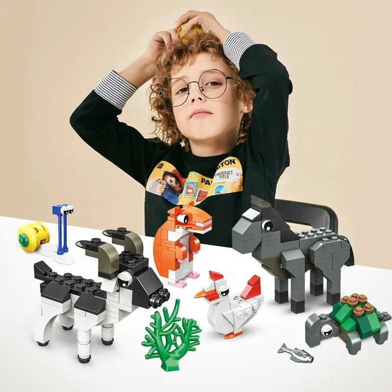 WOMA TOYS C9050 970 Parça 16’1 Küçük Mini İnşaat Blokları Hayvan Oyuncak Seti